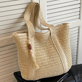 bolsa grande feminina trançada bege clara design verão 2025