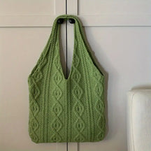 bolsa tricotada feminina verde com textura premium