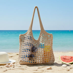 bolsa croche praia marrom estilo artesanal premium