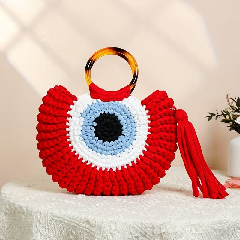 Bolsa feminina artesanal olho grego ideal para praia e passeios