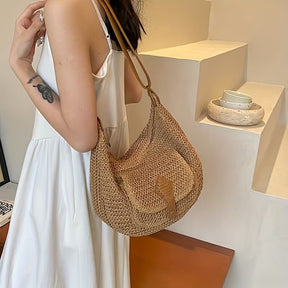 bolsa grande casual trama natural para viagens