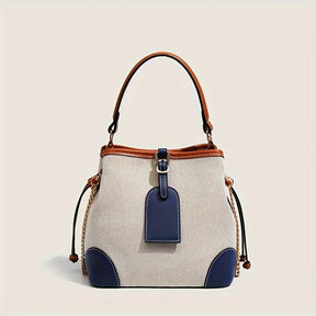 bucket bag saybeleze canvas chic marrom com detalhes contrastantes