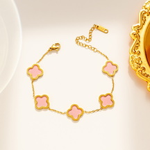 Pulseira Trevo Banhada A Ouro 18K Em Aço Inoxidável