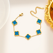 Pulseira Trevo Banhada A Ouro 18K Em Aço Inoxidável