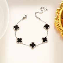 Pulseira Trevo Banhada A Ouro 18K Em Aço Inoxidável