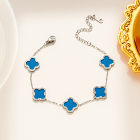 Pulseira Trevo Banhada A Ouro 18K Em Aço Inoxidável