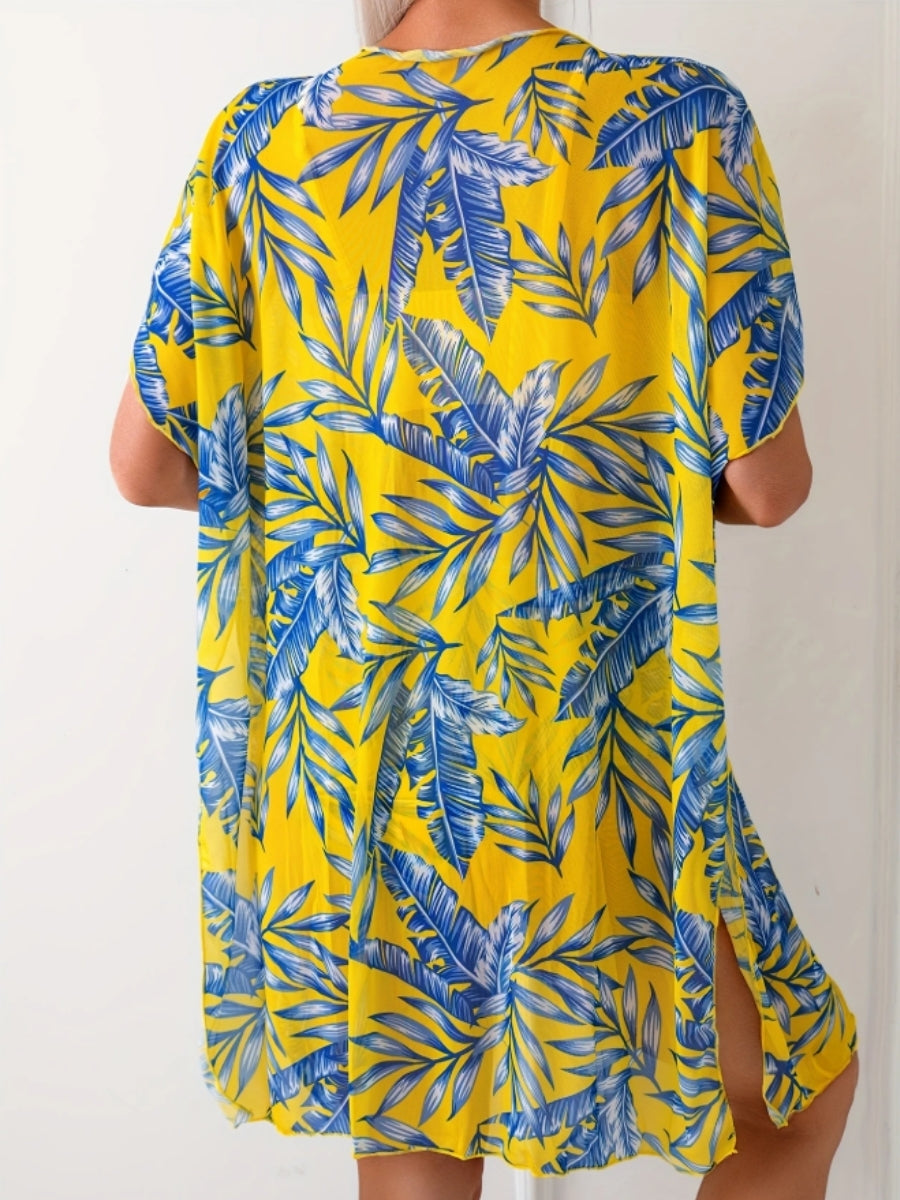 Conjunto Biquíni Amarelo Tropical com Saída Saybeleze