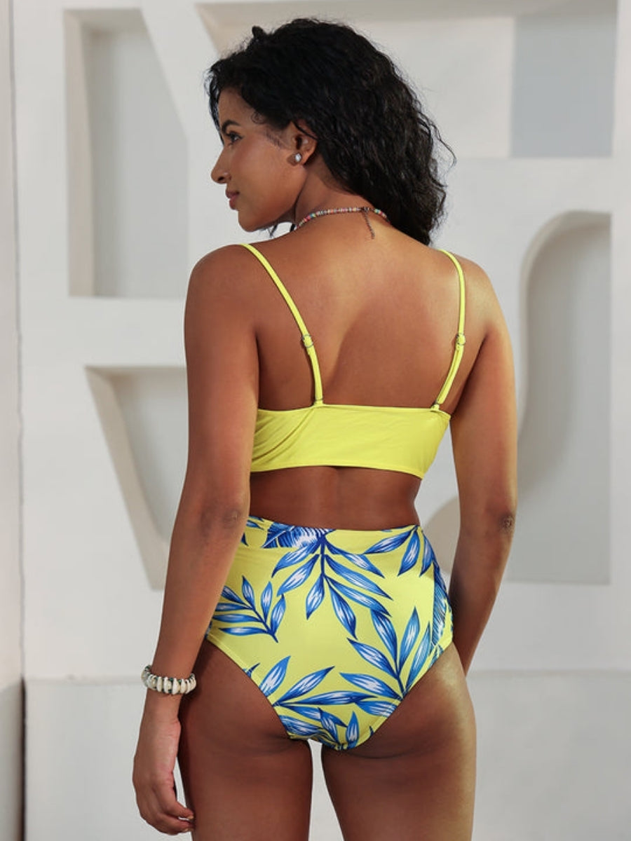 Conjunto Biquíni Amarelo Tropical com Saída Saybeleze modelo costas