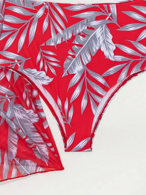 Conjunto Biquíni 3 Peças Vermelho Tropical Saybeleze