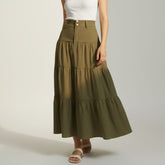 Saia Midi Verde Militar - Elegância e Estilo Casual para seu Dia a Dia