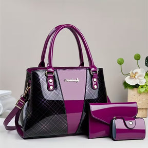 kit de bolsas femininas croco dourado estilo sofisticado lilas