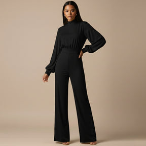 macacão feminino preto gola alta para trabalho elegante e ocasiões sociais
