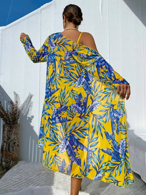 Conjunto Biquíni Amarelo Tropical com Saída Saybeleze costas