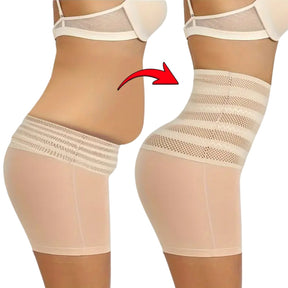 cinta modeladora feminina bege com efeito lifting cintura alta