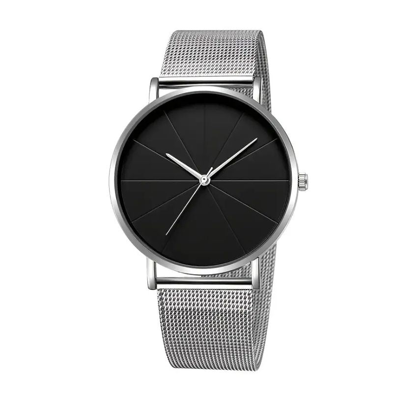 Relógio Feminino Minimal Black Mesh – Modern Elegance