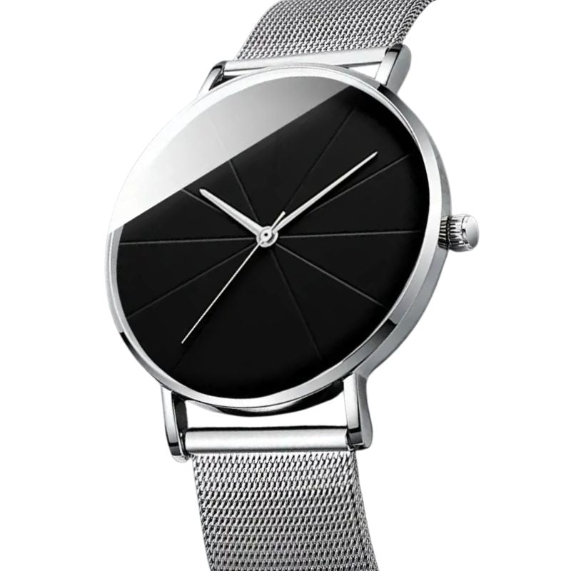 Relógio Feminino Minimal Black Mesh – Modern Elegance