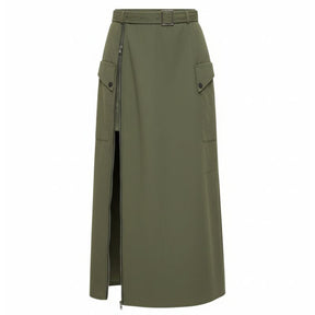 Saia Midi Longa Feminina Verde Militar - Saybeleze