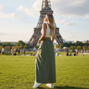 Saia Midi Longa Feminina Verde Militar - Saybeleze