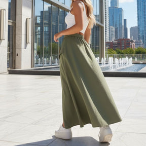 Saia Midi Longa Feminina Verde Militar - Saybeleze