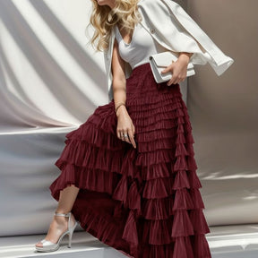 Saia Longa de Tule Vermelha - Glamour e Movimento para Ocasiões Especiais