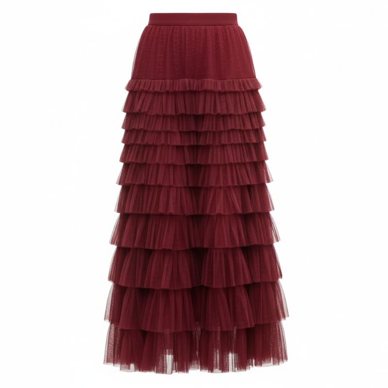 Saia Longa de Tule Vermelha - Glamour e Movimento para Ocasiões Especiais