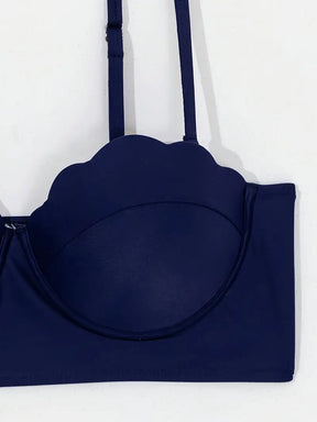 Conjunto Biquíni 3 Peças Azul Marinho Tropical Saybeleze