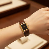 Relógio Unissex Square Gold Brown Leather – Lux Classic