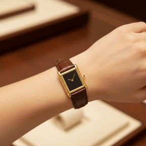 Relógio Unissex Square Gold Brown Leather – Lux Classic