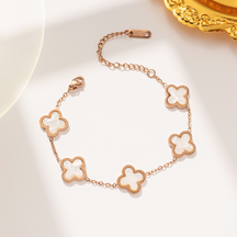 Pulseira Trevo Banhada A Ouro 18K Em Aço Inoxidável