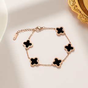 Pulseira Trevo Banhada A Ouro 18K Em Aço Inoxidável