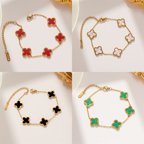 Pulseira Trevo Banhada A Ouro 18K Em Aço Inoxidável , Não Desbota Quando Exposta À Água