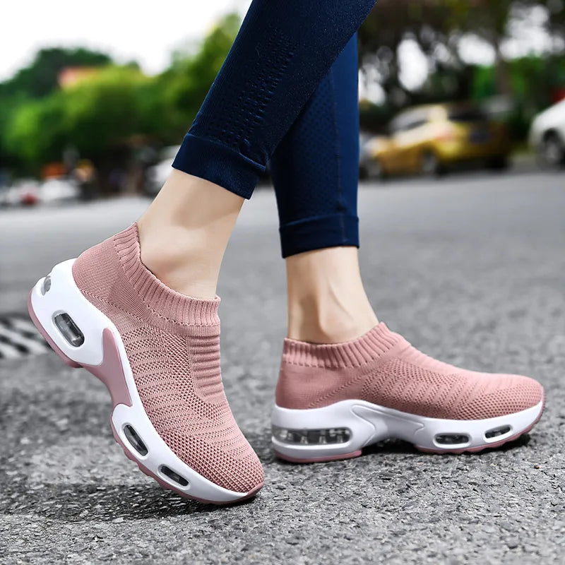 tenis feminino saybeleze comfort rosa com malha respiravel