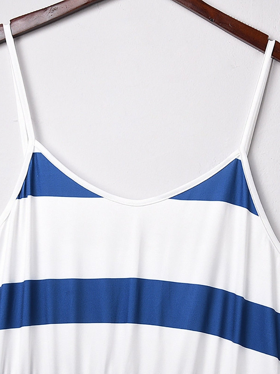 Vestido Feminino Listrado Azul e Branco