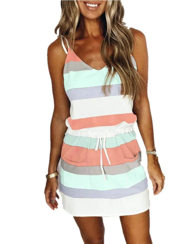 vestido regata feminino com cordão na cintura
